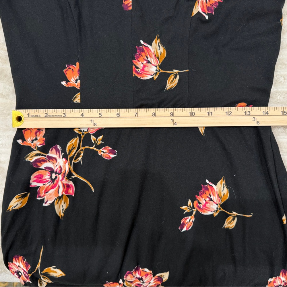 Whimsigoth Boho Nine Britton Black Floral Maxi Dress M Strappy Criss Cross - Picture 10 of 11